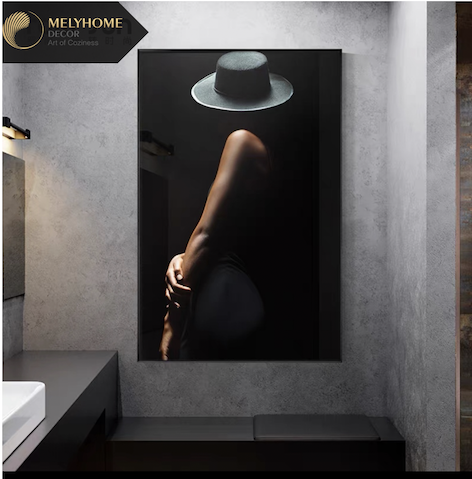 Tranh Đơn Dọc Treo Tường Tráng Gương / Canvas Cao Cấp Cô Gái Boho Minimalist Trừu Tượng Nghệ thuật TTD23134- MELYHOME