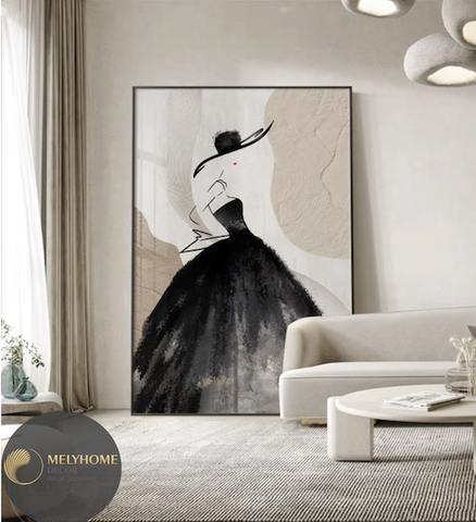 Tranh Đơn Dọc Treo Tường Tráng Gương / Canvas Cao Cấp Cô Gái Bí Ẩn Nghệ thuật TTD2313- MELYHOME