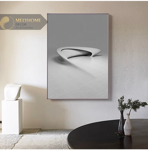 Tranh Đơn Dọc Treo Tường Tráng Gương / Canvas Cao Cấp Trừu Tượng 3D Nghệ thuật Đen Trắng Tối Giản TTDN2317- MELYHOME