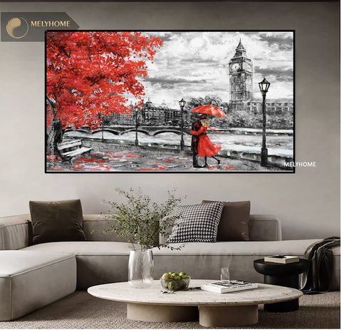 Tranh Đơn Ngang Treo Tường Tráng gương Phong Cảnh Thành Phố Châu Âu Nổi Tiếng -TP122