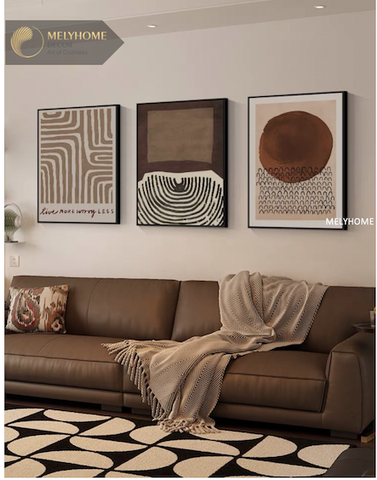 Bộ 3 Tranh Treo Tường Tráng Gương / Canvas Tối Giản Boho Minimalist - MELYHOME- BOHO3235