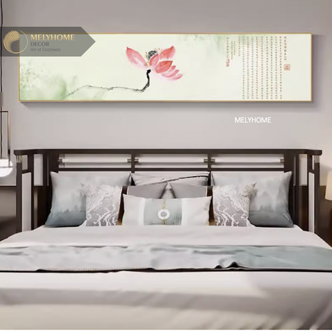 Tranh treo tường đơn ngang Tráng gương / Canvas - Hoa Sen Tao Nhã Hiện Đại- HS136