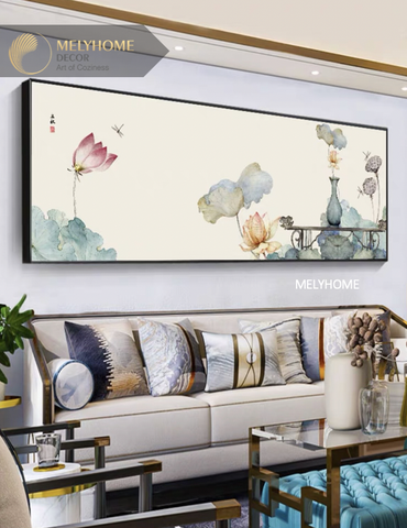 Tranh treo tường đơn ngang Tráng gương / Canvas - Hoa Sen Tao Nhã Hiện Đại- HS134