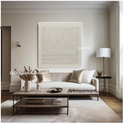 Tranh treo tường đơn vuông- Tráng gương Cao Cấp Nhật Bản Trắng Đen Trừu tượng IN Kiểu Sơn Dầu Wabi sabi Tối Giản Minimalist - MELYHOME DECOR