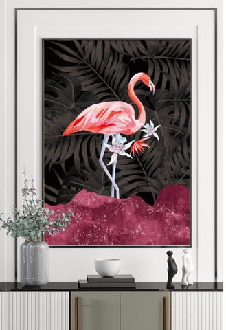 Tranh đơn treo tường Phong Thuỷ Tráng gương Cao Cấp - Tùng Hạc Hiện Đại -  tỷ lệ 2:3 -3