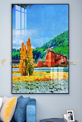 Tranh treo tường đơn dọc canvas Tráng gương núi rừng phong cảnh (tỷ lệ 2:3) -5