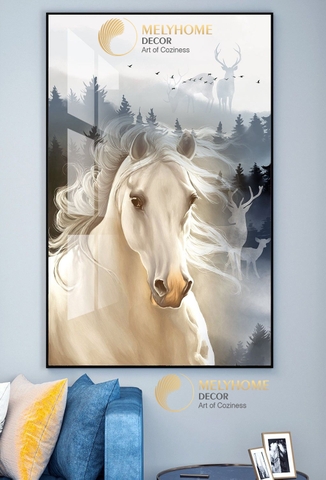 Tranh treo tường đơn dọc canvas Tráng gương ngựa hiện đại (tỷ lệ 2:3) -2