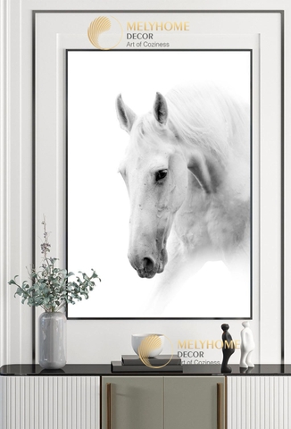 Tranh treo tường đơn dọc canvas Tráng gương ngựa hiện đại (tỷ lệ 2:3) -1