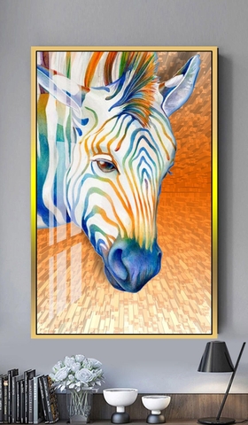 Tranh đơn treo tường Tráng gương cao cấp trừu tượng Ngựa Vằn hiện đại tỷ lệ 2:3 -54