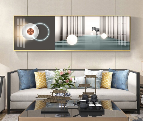 Tranh treo tường đơn ngang canvas Tráng gương- Ngựa Hiện Đại - Mã Đáo Thành Công tỷ lệ 1:3 -3