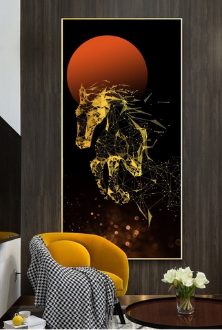 Tranh Đơn Dọc Treo Tường Tráng gương Ngựa nghệ thuật hiện đại- tỷ lệ 1:2 -48