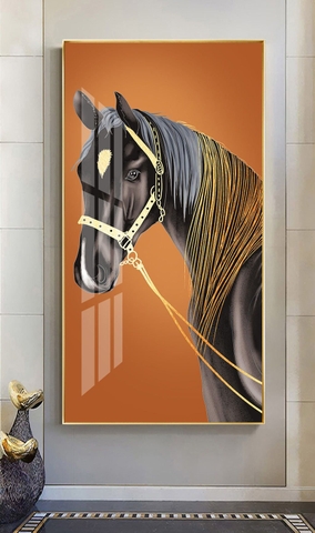 Tranh Đơn Dọc Treo Tường Tráng gương Ngựa nghệ thuật hiện đại- tỷ lệ 1:2 -49