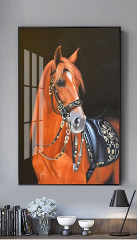 Tranh đơn treo tường Tráng gương cao cấp Ngựa nghệ thuật hiện đại- tỷ lệ 2:3 -70