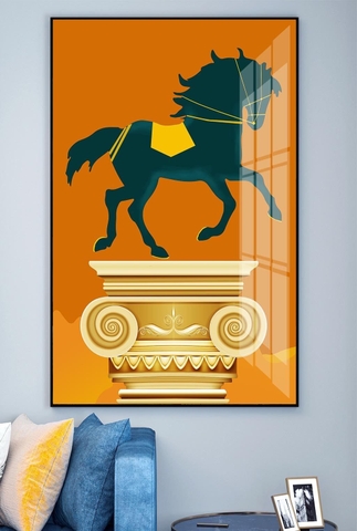 Tranh đơn treo tường Tráng gương cao cấp Ngựa hiện đại nghệ thuật - tỷ lệ 2:3 -81