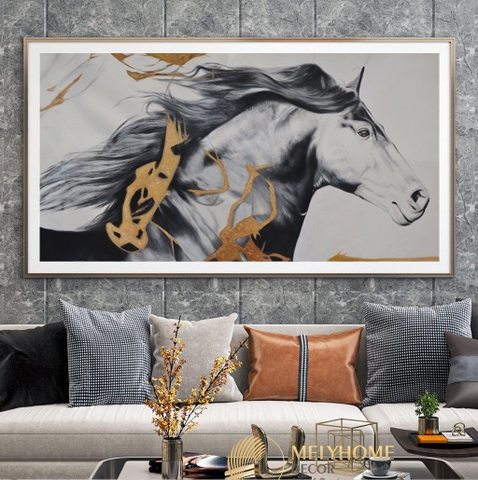 Tranh treo tường đơn dọc ngang canvas Tráng gương ngựa mã đáo thành công hiện đại (tỷ lệ 1:2) -10