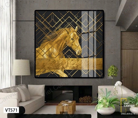 Tranh treo tường đơn vuông ngựa hiện đại -1
