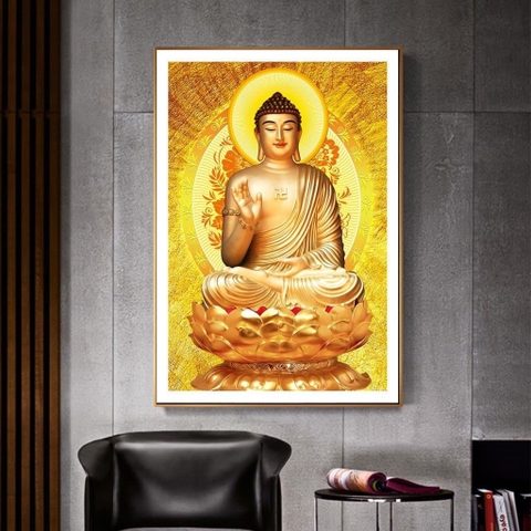 Tranh treo tường đơn dọc canvas Tráng gương phật giáo (tỷ lệ 2:3) -5
