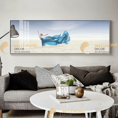 Tranh treo tường đơn dọc ngang canvas Tráng gương cô gái hiện đại (tỷ lệ 1:3) -2