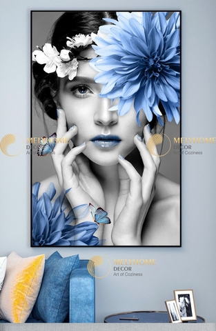 Tranh treo tường đơn dọc canvas Tráng gương cao cấp Cô gái chân dung dịu dàng khoả thân nghệ thuật (tỷ lệ 2:3) -2