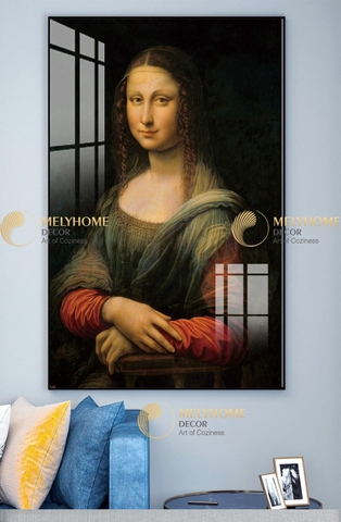 Tranh treo tường đơn dọc Cô gái chân dung sơn dầu Mona Lisa Phục Hưng Châu Âu (tỷ lệ 2:3) -7