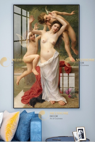 Tranh treo tường đơn dọc Cô gái khoả thân chân dung sơn dầu Phục Hưng Châu Âu (tỷ lệ 2:3) -6