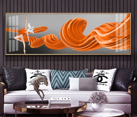 Tranh treo tường đơn dọc ngang canvas Tráng gương cô gái hiện đại (tỷ lệ 1:3) -3