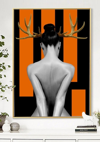 Tranh đơn Tráng gương cao cấp chân dung cô gái khoả thân nghệ thuật bí ẩn 5