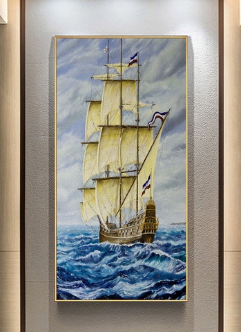 Tranh treo tường đơn dọc thuận buồm xuôi gió hiện đại tỷ lệ 1:2 -9