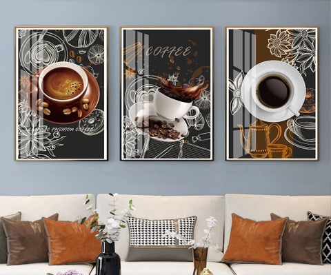 Bộ 3 tranh treo tường canvas Tráng gương cao cấp trang trí quán cafe-8