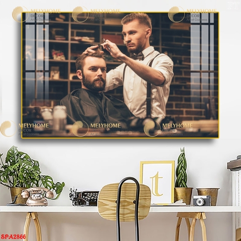 Tranh treo tường đơn dọc canvas Tráng gương phòng tóc nam (tỷ lệ 2:3) -2