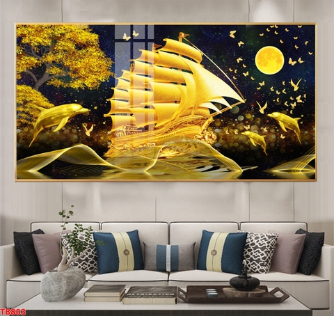 Tranh treo tường đơn ngang thuận buồm xuôi gió hiện đại tỷ lệ 1:2 -3