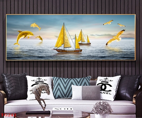 Tranh treo tường đơn ngang Tráng gương / Canvas - Phong Thuỷ - Thuận buồm xuôi gió - NTT4-13