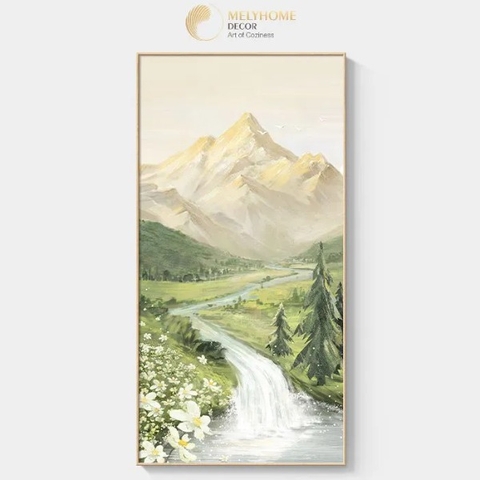 Tranh Đơn Dọc Treo Tường Tráng gương / Canvas Rừng Núi Vườn Hoa Sông -HTQ1220