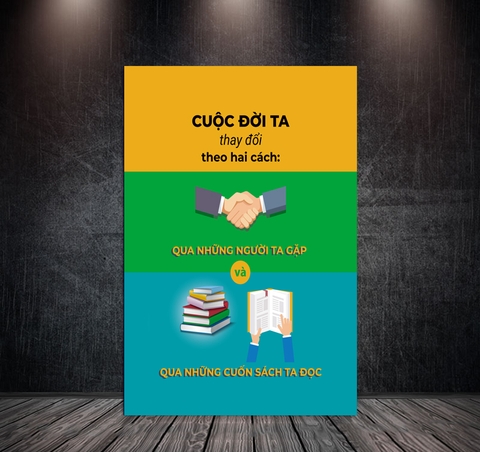 Tranh Treo Tường Đơn Dọc Động Lực Tiếng Việt -Đọc Sách thay đổi con người - DL35-23