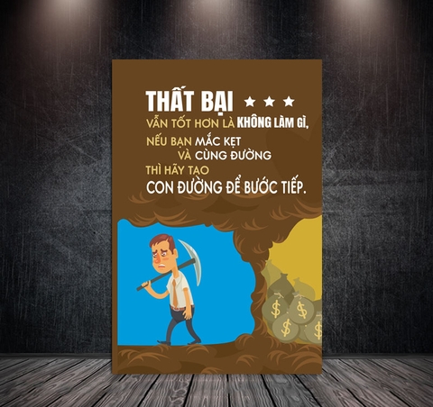 Tranh Treo Tường Đơn Dọc Động Lực Tiếng Việt -Thất bại và Không làm gì - DL40-23