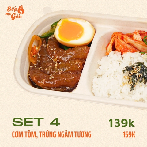 Set 4 :  cơm tôm + trứng ngâm tương