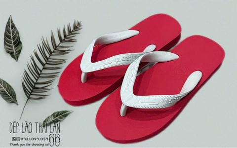 dép cá sấu thái đỏ quai trắng