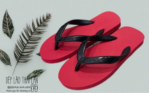 dép cá sấu thái đỏ quai đen