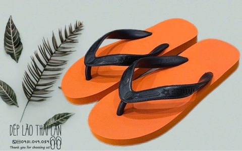 dép cá sấu thái màu cam quai đen