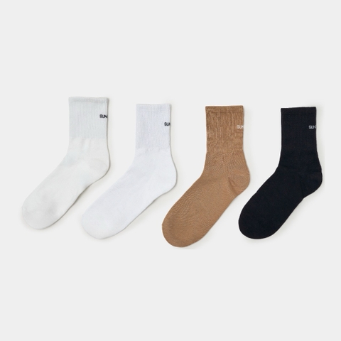 Tất Vớ Kẻ Cổ Cao Second Sunday Basic Color Logo SA09