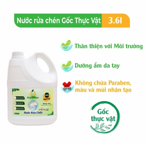 Nước Rửa Chén Gốc Thực Vật Peace Mass 3.6 lít