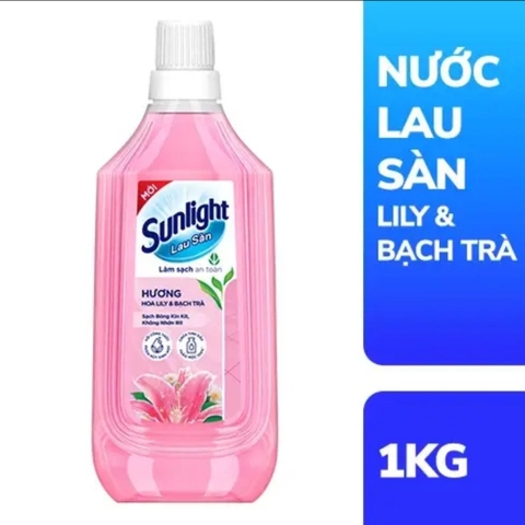 Nước lau sàn Sunlight tinh dầu thảo mộc hương Lily & bạch trà chai 1kg