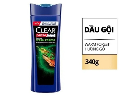 Dầu gội Clear men sạch gàu hương nước hoa gỗ & phong lữ chai 340g