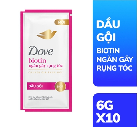 DOVE Dầu Gội BIOTIN Ngăn Gãy Rụng  Tóc 6Gx10