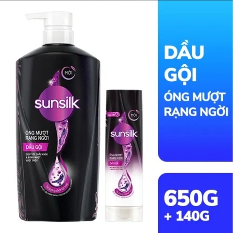 SUNSILK Dầu Gội Óng Mượt Rạng Ngời  (Đen)650g(1+DX 140g)