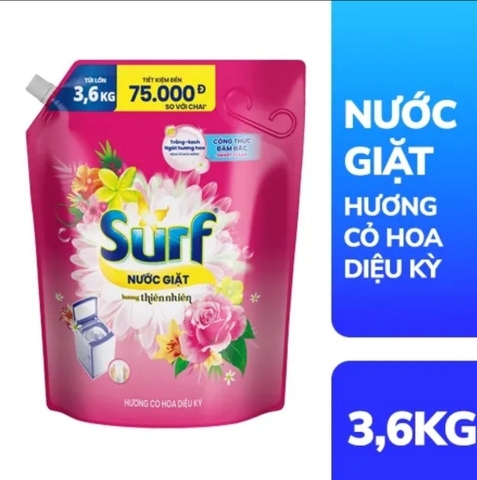 SURF Nước Giặt Hương Cỏ Hoa Diệu Kì 3.6Kg/4 túi