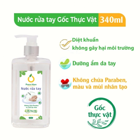 Nước Rửa Tay Gốc Thực Vật Peace Mass 340ml