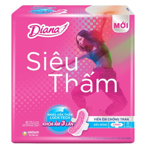 Băng vệ sinh Diana Siêu Thấm 8 miếng