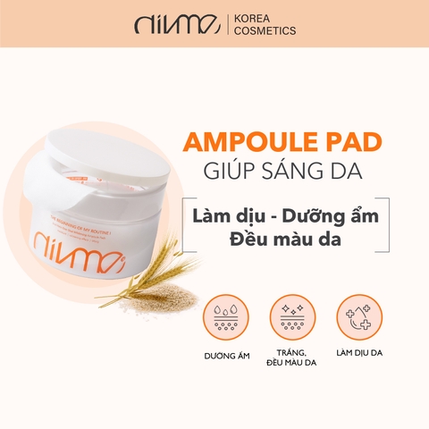 Ampould pad Tinh chất dưỡng ẩm làm trắng sáng da Divme 70pads/180ml (Màu cam)