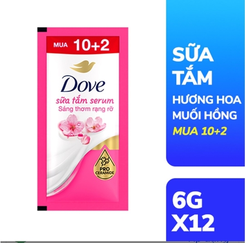 DOVE Sữa Tắm Serum Hương Hoa Muối  Hồng 12x6g